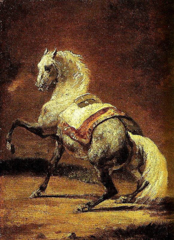 Theodore   Gericault cheval gris pommele oil painting image
